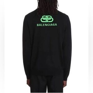 BALENCIAGA WOOL BACK LOGO SWEATER